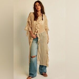 NWT FREE PEOPLE Winter Valley Kimono in Champagne